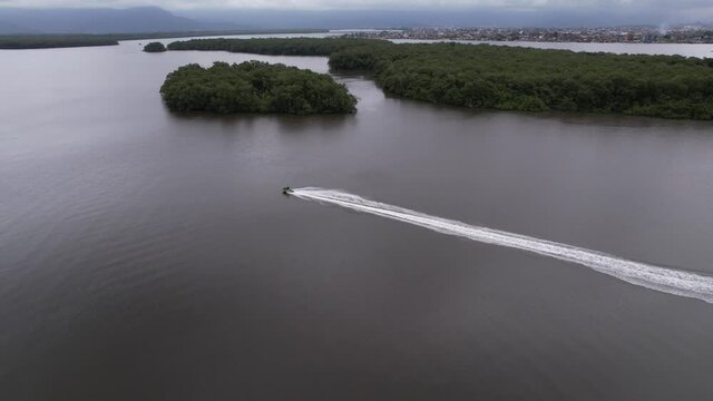 Mar Pequeno in Praia Grande S&atilde;o Paulo, Brazil. jetski on water