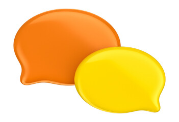 orange and yellow chat balloons on white background for design composition. 3d render illustration
