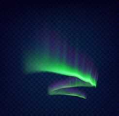 Green northern polar lights glow. Arctic aurora borealis, amazing glowing wavy illumination - obrazy, fototapety, plakaty