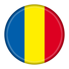Fototapeta premium Romania flag button 3d illustration with clipping path