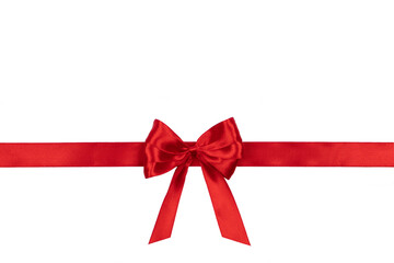 Shiny red silk ribbon isolated on white background. Gift concept