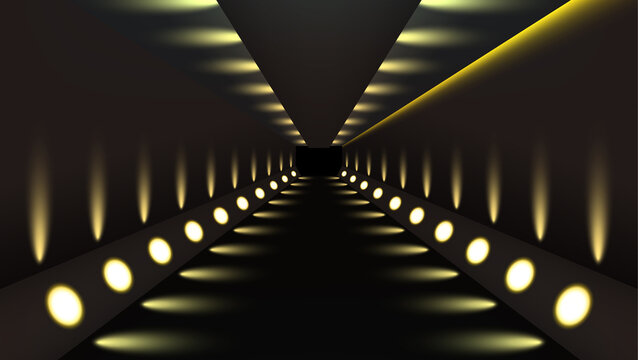 Abstract futuristic corridor tunnel background with light effect. Optical illusion design