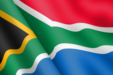 South Africa waving flag 3d illustration wind ripple