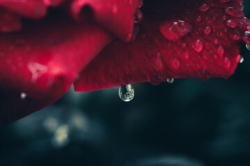 Rosa rossa con goccioline d'acqua 
