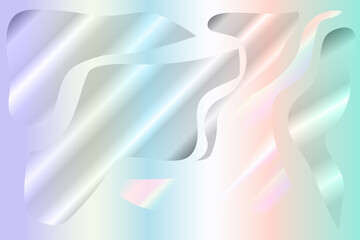 Vector psychedelic holographic background. A magical space of iridescent wavy shapes. Gradient fill.