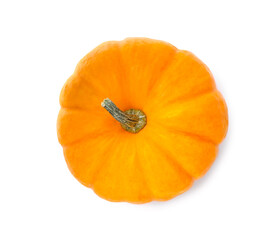 Fresh ripe pumpkin isolated on white, top view