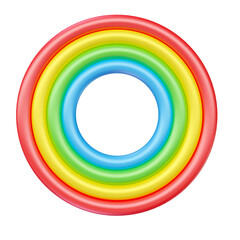 Fototapeta premium Colored circles in 3d render forming a rainbow. 3d render illustration