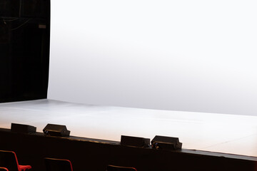 empty theater stage with white background