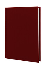 Red hardcover book upright on white with clipping path