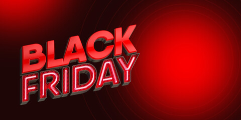Banner black Friday sale 3d render template design
