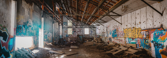 abandoned factory building - obrazy, fototapety, plakaty