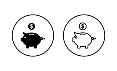 Piggy bank icons set. piggy money sign and symbol