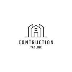 Real Estate line simple logo design template.