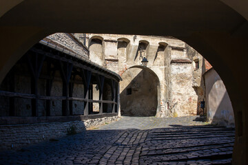 Fototapeta na wymiar the entrance gate to the medieval fortress from Sighisoara - Romania