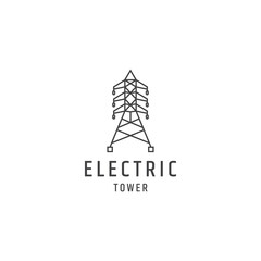 electric tower line minimalist logo vector