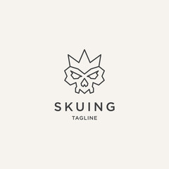 King of skull line logo template