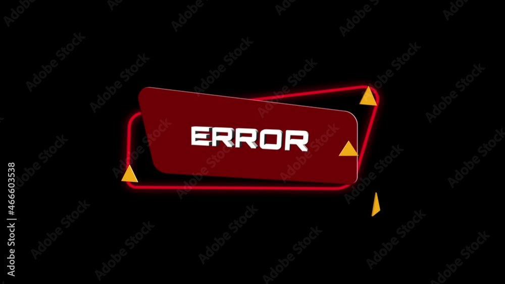 Poster 3d animation text Error on trendy flat geometric banner. Flying and rotating object. 4K Video motion graphic animation.