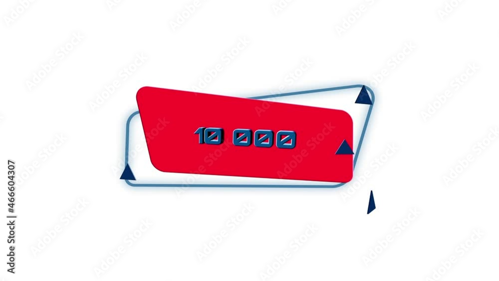 Aufkleber 3d animation 10k number on trendy flat geometric banner. 10000 subscribers. flying and rotating obje
