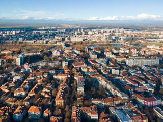 Obraz premium Aerial view of City of Plovdiv, Bulgaria