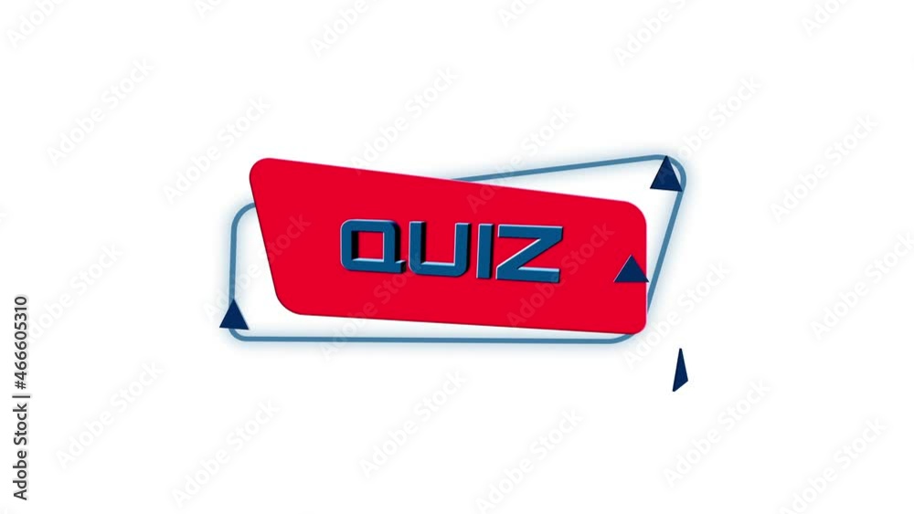 Fototapete 3d animation text quiz on trendy flat geometric banner. flying and rotating object. 4k video motion 