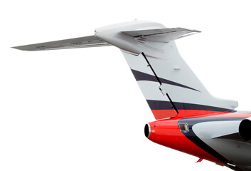 Executive aircraft tail over white background