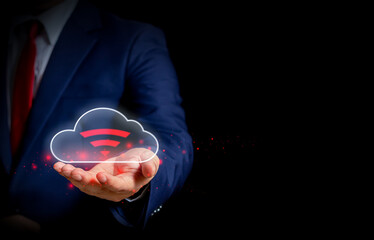 online wifi cloud network data connection future online cloud connection concept data cloud connect and transact online wifi icon social network concept wifi internet high speed