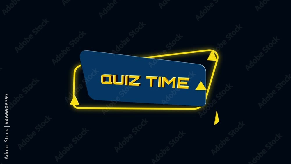 Aufkleber 3d animation text quiz time on trendy flat geometric banner. flying and rotating object. 4k video mo
