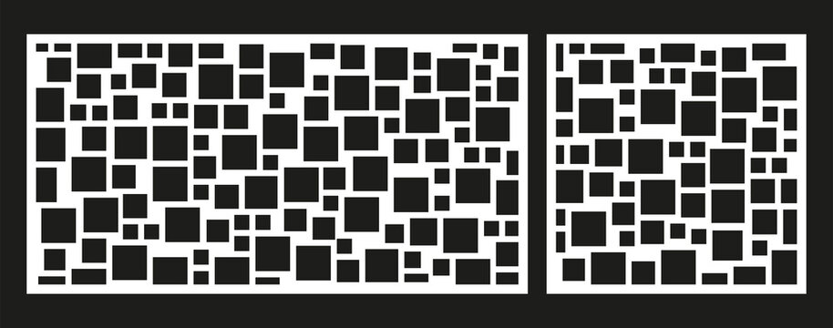 Laser cutting template for decorative panel. Abstract square pattern. Vector illustration.
