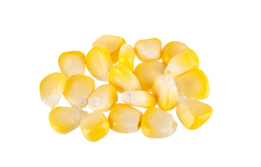 Corn seeds isolated on white background.