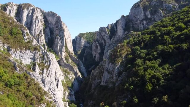 Aerial shot of Turda Gorges in Romania