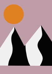 silhouette de montagne et soleil