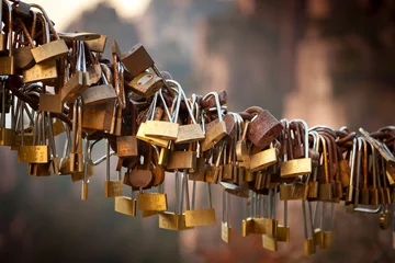 Fotobehang Huangshan Lover key locks on Huangshan mountains (Yellow mountain), Anhui, China