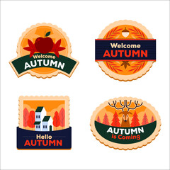 autumn sticker label 