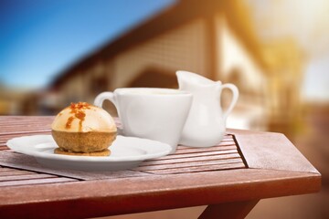 Tasty sweet beautiful dessert in the plate