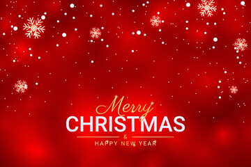 Merry christmas and happy new year greeting card with realistic red decoration