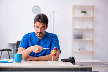 Young male doctor cardiologist working in the clinic