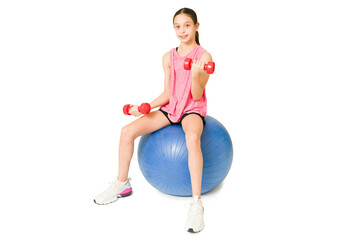 Portrait of an active girl exercising