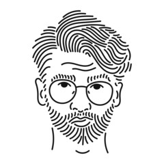 Serious confident bearded male with pleasant appearance