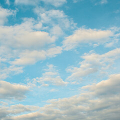 Sky, filled with fluffy natural clouds. Beautiful abstract background. The atmosphere in summer