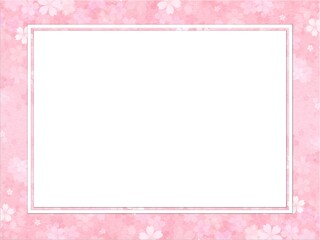 ピンク色の桜の花模様の額縁フレーム