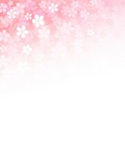 ピンク色の桜の花模様のグラデーションフレーム