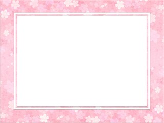 ピンク色の桜の花模様の額縁フレーム