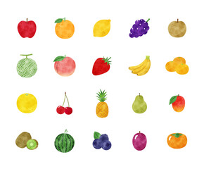 フルーツの水彩イラストセット