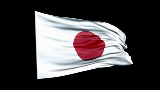 Realistic Japan flag is waving 3D animation. National flag of Japan. 4K Japan flag seamless loop animation.