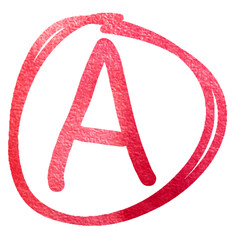 Watercolor grades with circles, A mark school education