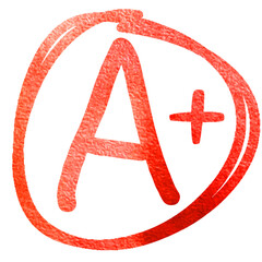 Watercolor grades with circles, A mark pluses school education