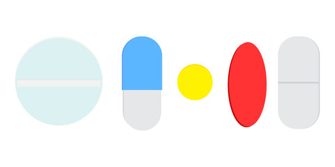 The medicine is in pills. Medications. Disease symbols. Vector illustration. Stock image.