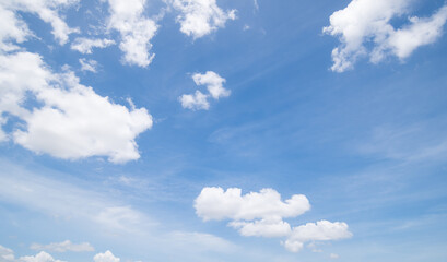 Fototapeta premium Panoramic view of clear blue sky and clouds, clouds with background.
