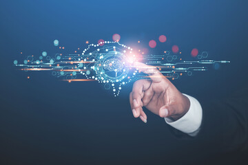 business man hand touching digital brain artificial intelligence learning network business technology internet network concept
