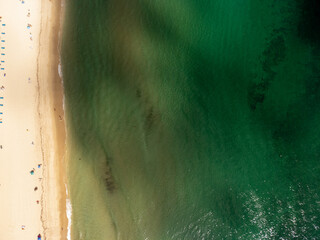 Aerial overhead photo of the beach shore